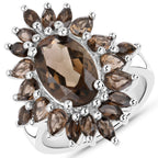 16.36 Carat Genuine Smoky Quartz .925 Sterling Silver 3 Piece Jewelry Set (Ring, Earrings, and Pendant w/ Chain)