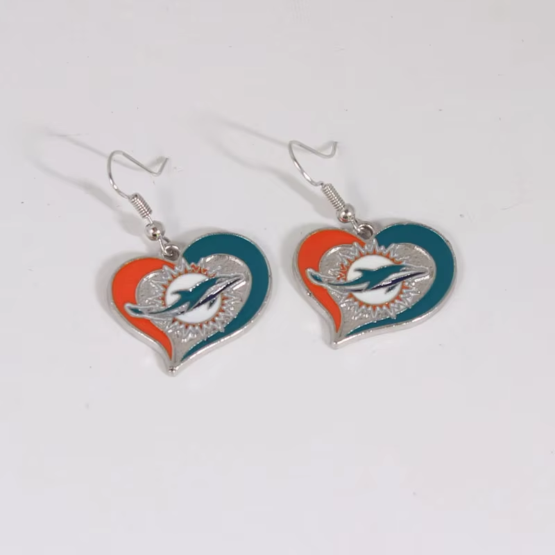 Football Team Logo Heart Earrings –  Game Day Accessories & Gift for Sports Fan