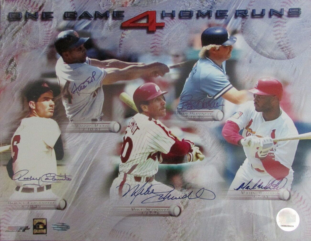 One Game 4 Home Runs Willie Mays Mike Schmidt + Autographed 11x14 Photo  Steiner
