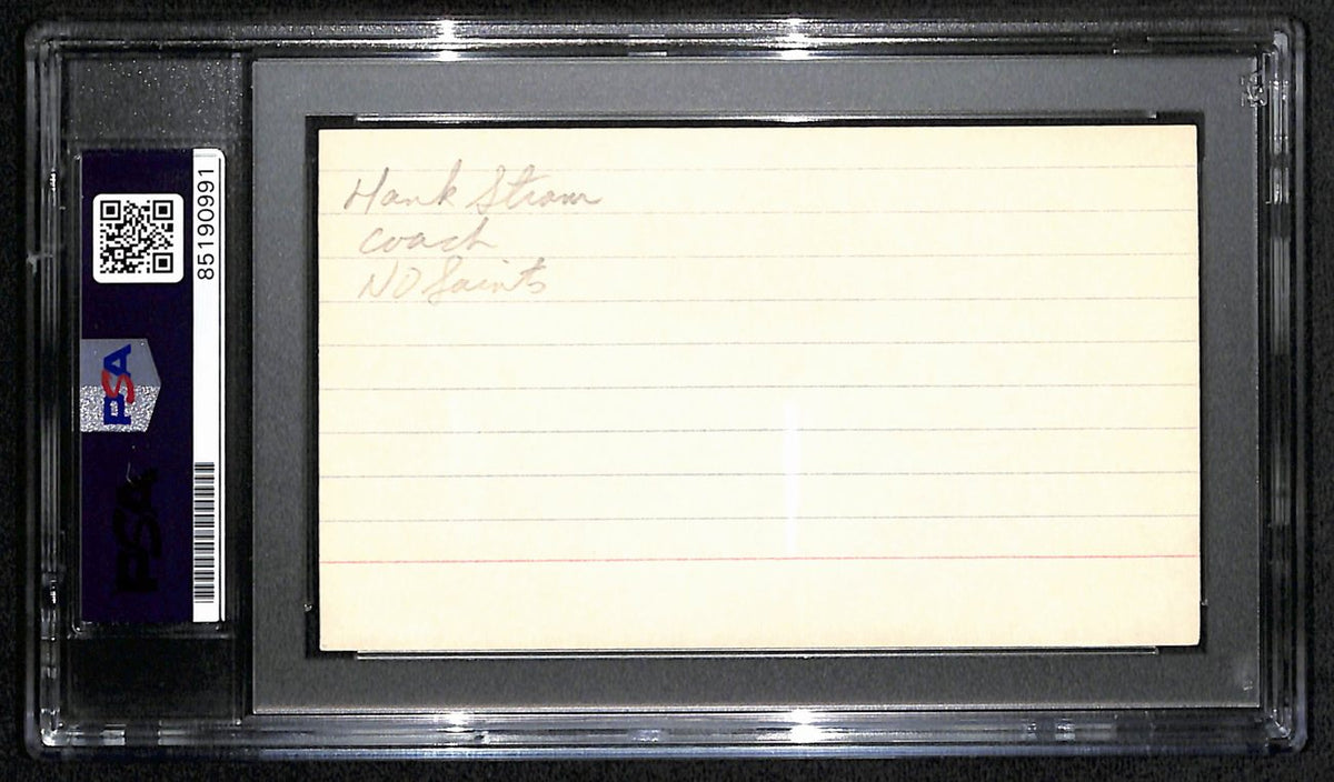 Hank Stram HOF Signed/Auto 3x5 Index Card New Orleans Saints PSA/DNA 187476