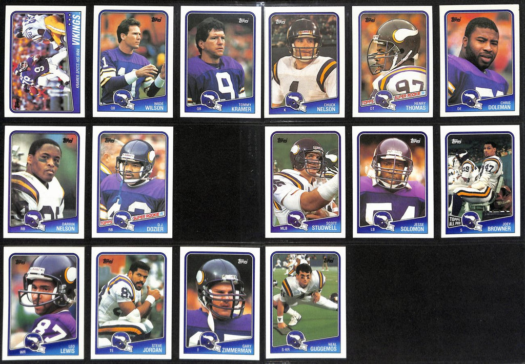 1988 TOPPS Football Minnesota Vikings  Complete Team Set 15/15 Cards 189278
