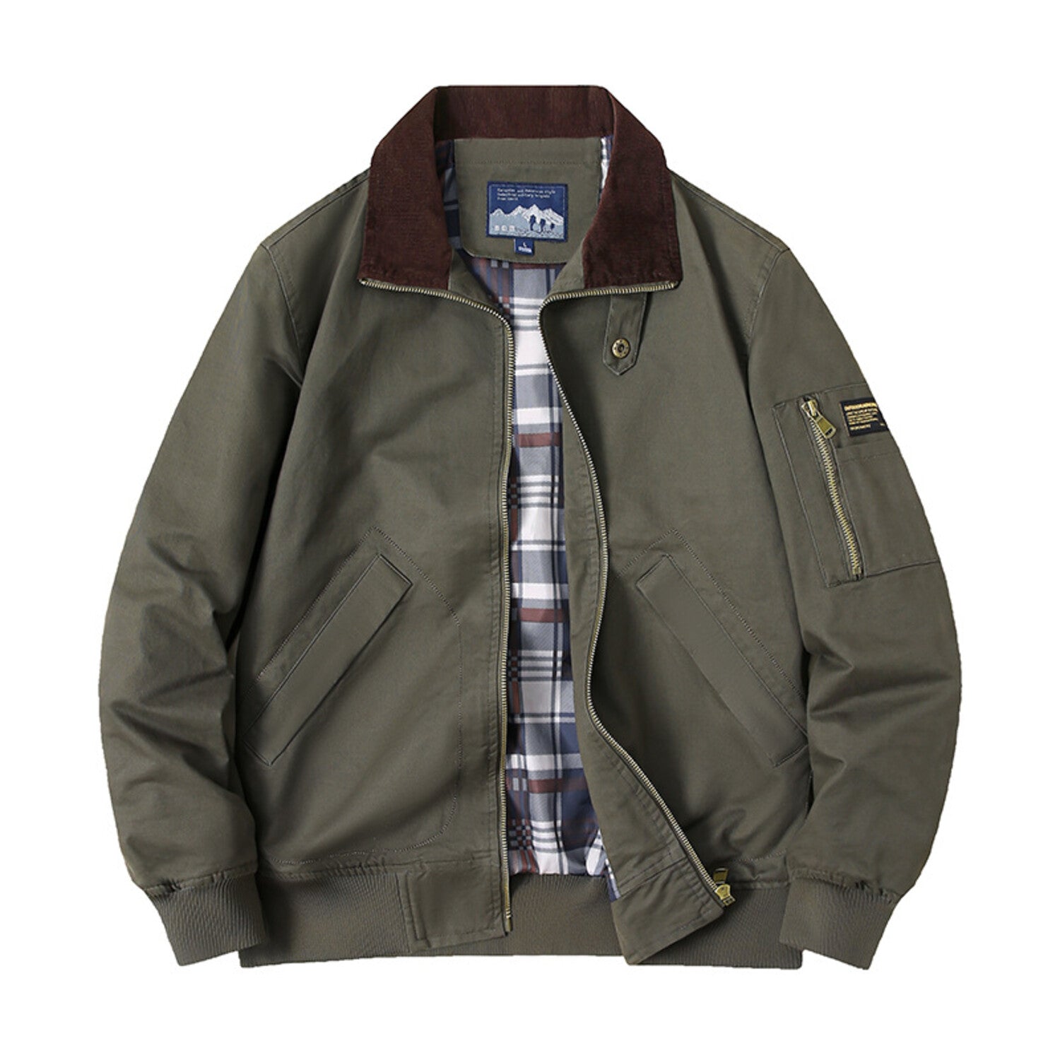 Neck Detail Bomber Jacket // Army Green
