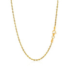 2.0mm 14k Yellow Gold Solid Diamond Cut Rope Chain