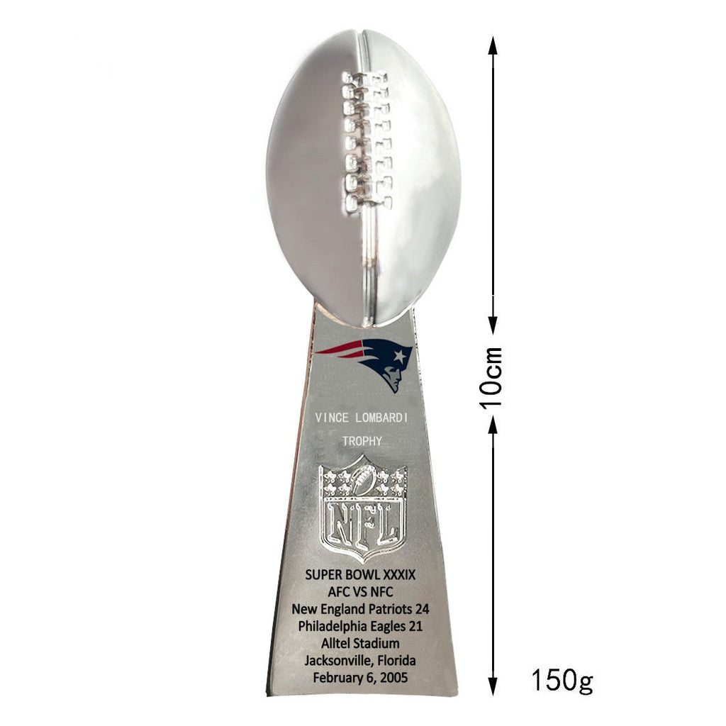 New England Patriots Super Bowl Championship Ring & Trophy Set– 2002, 2004, 2005, 2015, 2017 & 2019