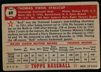 1952 TOPPS Virgil Stallcup Card #69 Black Back Reds Ravensford 177150