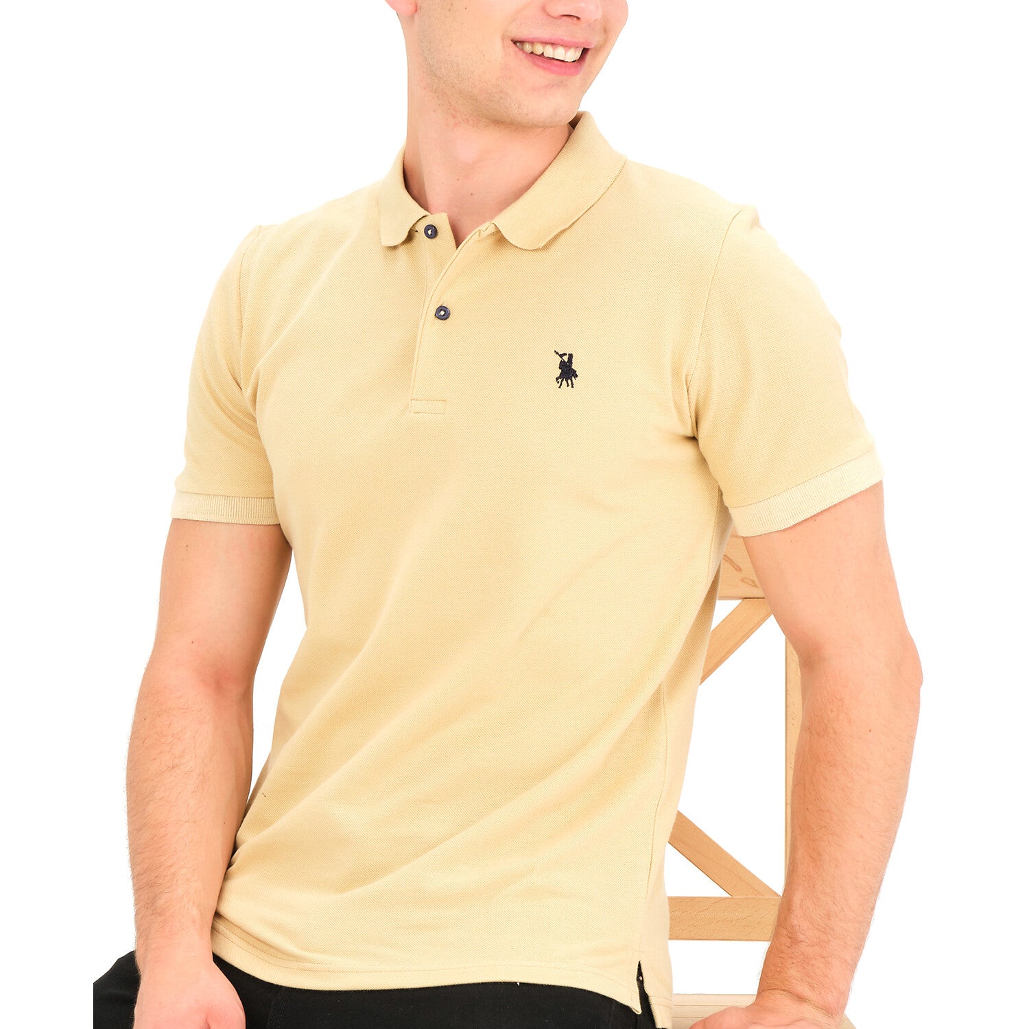 Short Sleeve Polo with Logo // Beige