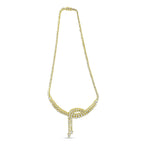 14k Yellow Gold 17.0 Cttw Diamond Double Row Lariat 18" Inch Tennis Necklace with Pear Shape Diamond Drop Tips (I-J Color, VS2-SI1 Clarity)