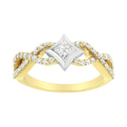 10K Two Tone Color 5/8 Cttw Diamond Kite and Twist Shank Ring (H-I Color,SI2-I1 Clarity)