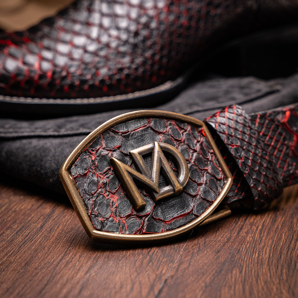 Western Collection Missouri // Python Leather Cowboy Boot // Black Cherry