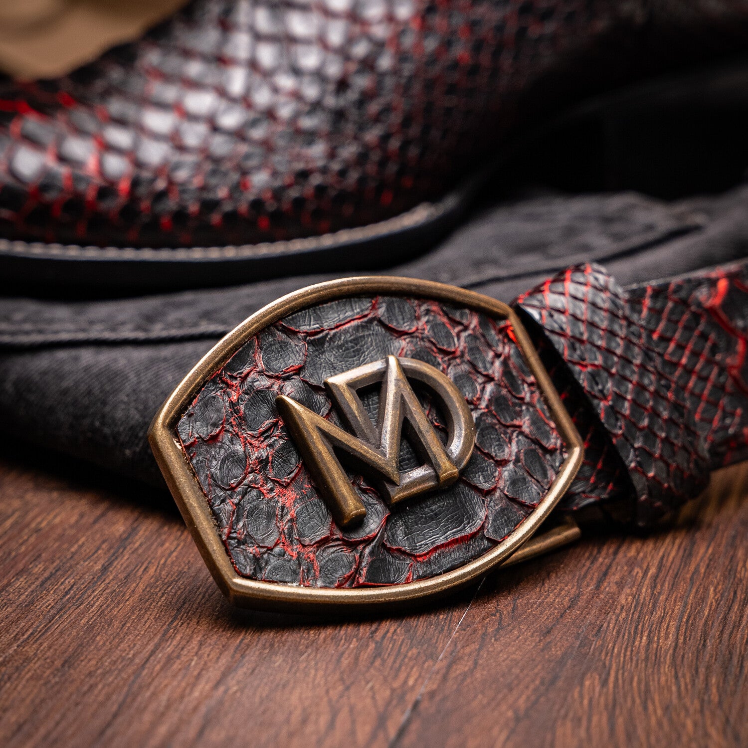 Western Collection Missouri // Python Leather Cowboy Boot // Black Cherry