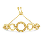 10K Yellow Gold over .925 Sterling Silver Diamond Accented Graduated Infinity Open Circle 6â€-9â€ Adjustable Bolo Bracelet