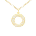 Round Cubic Zirconia Pendant 14K Gold Filled Necklace Set Women Jewelry