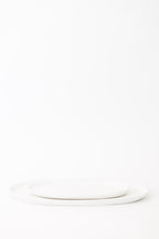 Ines Oval Lipped Serving Plate - Matte White - Set of 2