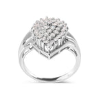 10K White Gold 1/2 Cttw Diamond Pear Shaped Cluster Ring (H-I Color, I1-I2 Clarity) - Ring Size 7