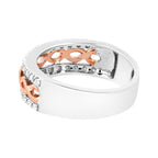 10K White and Rose Gold 1/3 Cttw Diamond Split Shank and Infinity Ribbon Band Ring (I-J Color, I1-I2 Clarity)