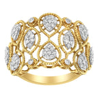 14K Yellow Gold Diamond Art Deco Ring (1/2 Cttw, H-I Color, I1 Clarity) - Size 7