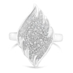 .925 Sterling Silver Â¾ Cttw Round and Baguette Cut Diamond Stair-Stepped Cluster Waterfall Cocktail Ring (I-J Color, I2-I3 Clarity) - Size 6