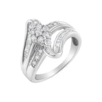 10K White Gold 1/2 cttw Diamond Cluster Ring (H-I Clarity, I2-I3 Color) - Size 6