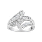 10K White Gold 1/2 cttw Diamond Cluster Ring (H-I Clarity, I2-I3 Color) - Size 6