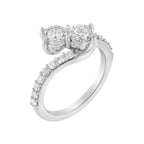 10K White Gold Two-Stone Miracle-Set Diamond Bypass Ring (1 Cttw, H-I Color, I1-I2 Clarity) - Size 6