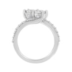 10K White Gold Two-Stone Miracle-Set Diamond Bypass Ring (1 Cttw, H-I Color, I1-I2 Clarity) - Size 6