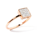 10K Rose Gold 1/3 Cttw Invisible Set Princess Cut Diamond Composite Square Shape Ring for Women (H-I color, I1-I2 clarity) - Size 7