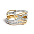 14K Rose Gold Plated .925 Sterling Silver Diamond Accent Crossover Ring (I-J Color, I2-I3 Clarity) - Ring Size 7