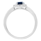 10K White Gold 1/5 Cttw Round Diamond and Prong Set 7MM Created Blue Sapphire Halo Cocktail Ring (H-I Color, I1-I2 Clarity) - Size 7