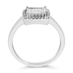 .925 Sterling Silver 1/5 Cttw Invisible Set Princess Cut Diamond Promise Ring with Beaded Halo (H-I Color, I1-I2 Clarity) - Ring Size 7
