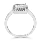 .925 Sterling Silver 1/5 Cttw Invisible Set Princess Cut Diamond Promise Ring with Beaded Halo (H-I Color, I1-I2 Clarity)