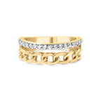 10K Yellow Gold 1/5 Cttw Diamond Cuban Link Ring Band (I-J Color, I2-I3 Clarity) - Size 7