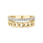 10K Yellow Gold 1/5 Cttw Diamond Cuban Link Ring Band (I-J Color, I2-I3 Clarity)