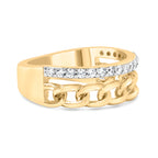 10K Yellow Gold 1/5 Cttw Diamond Cuban Link Ring Band (I-J Color, I2-I3 Clarity) - Size 7