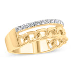 10K Yellow Gold 1/5 Cttw Diamond Cuban Link Ring Band (I-J Color, I2-I3 Clarity) - Size 7