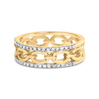 10K Yellow Gold 1/5 Cttw Diamond Two Row Cuban Link Ring (I-J Color, I2-I3 Clarity) - Size 7