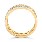 10K Yellow Gold 1/5 Cttw Diamond Two Row Cuban Link Ring (I-J Color, I2-I3 Clarity) - Size 7