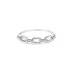 .925 Sterling Silver Diamond Accent Paperclip Band Ring (I-J Color, I2-I3 Clarity) - Ring Size 6