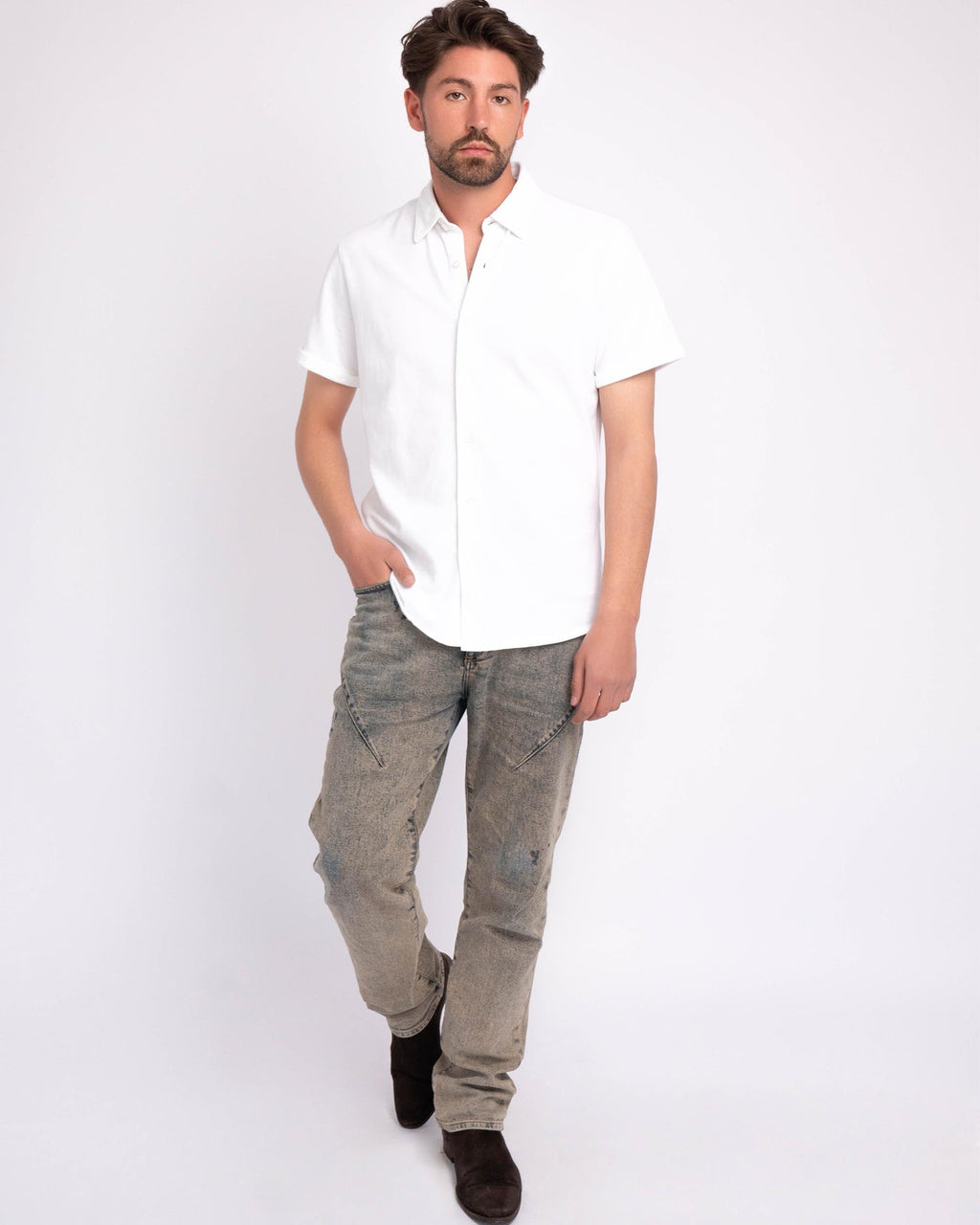 Abbott | Men's Button-Down Pique Cotton Shirt