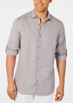 Alfani Men's Platoon Linen Shirt Gray Size XXX-Large
