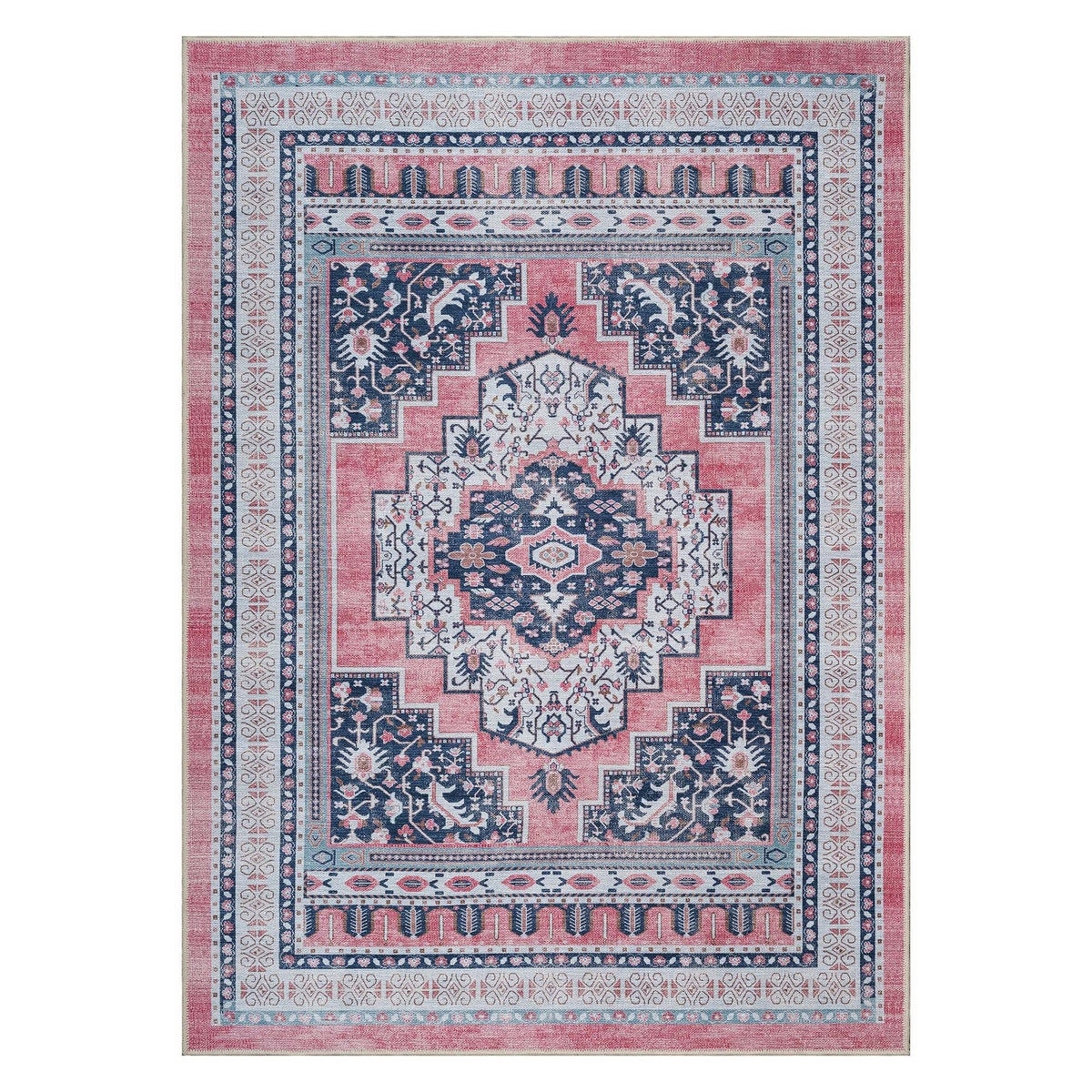 Paulina Pale Pink & Midnight Blue Persian Vintage Rug