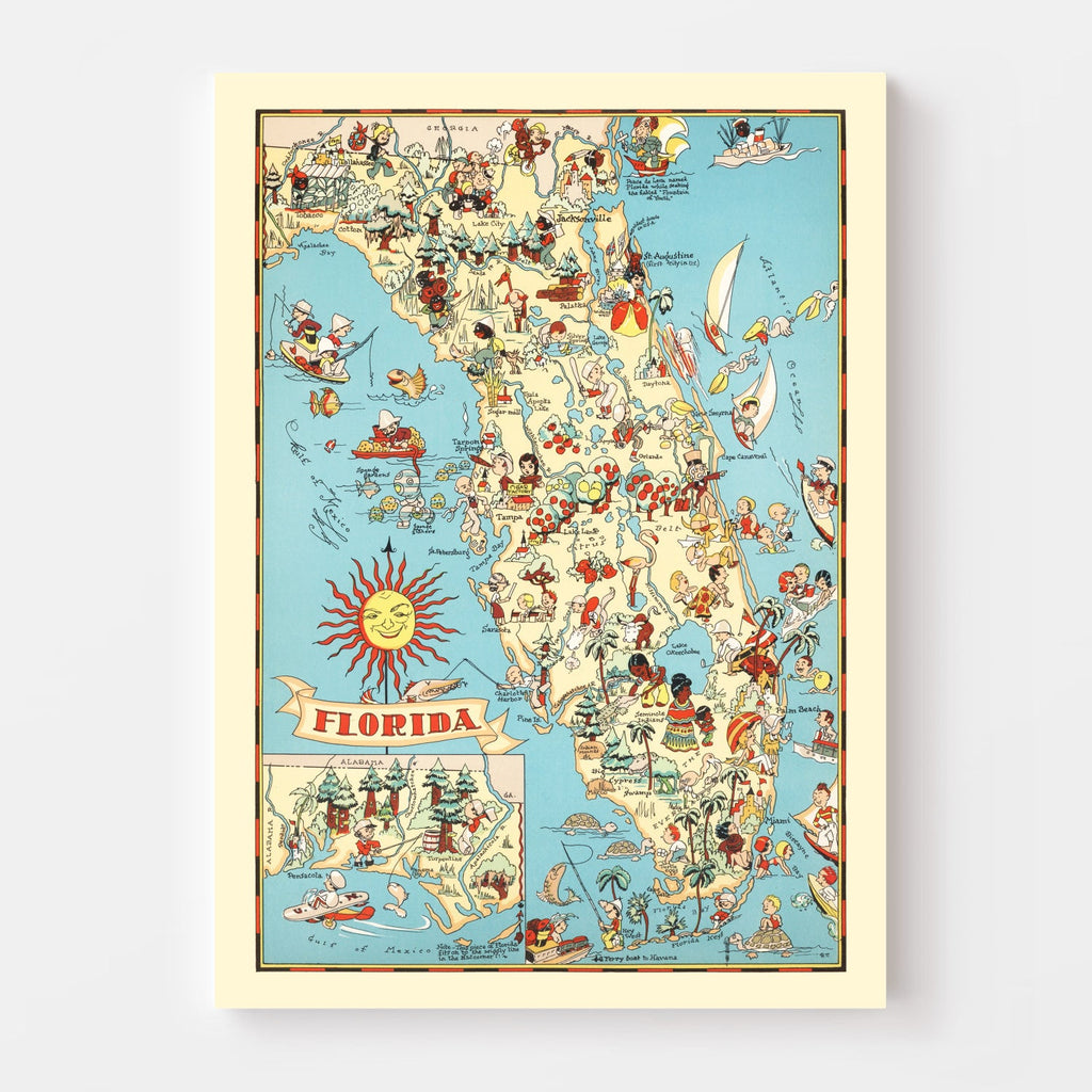 Vintage Map of Florida 1935