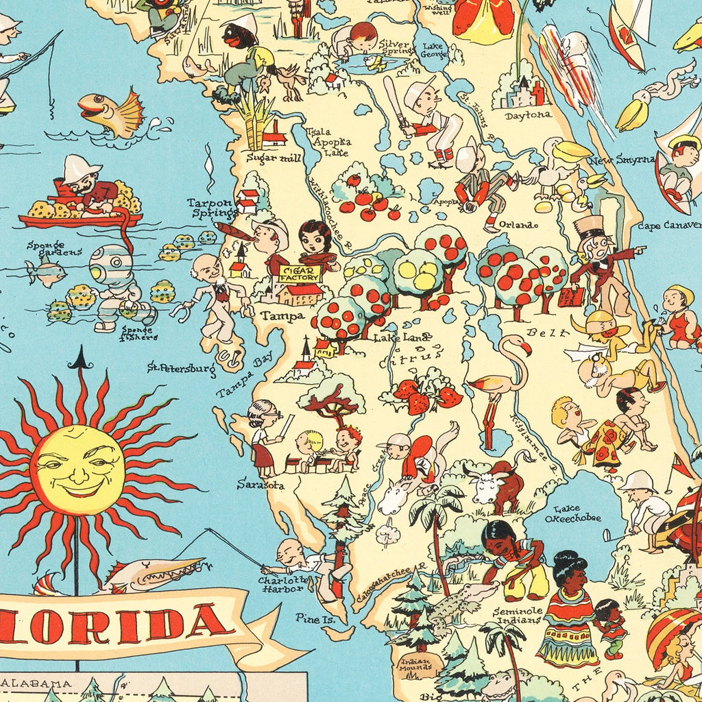 Vintage Map of Florida 1935