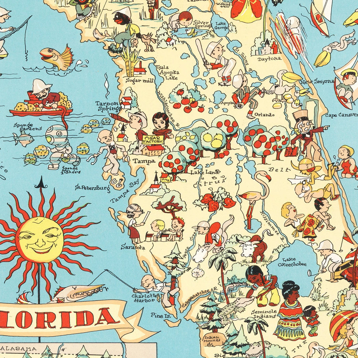 Vintage Map of Florida 1935