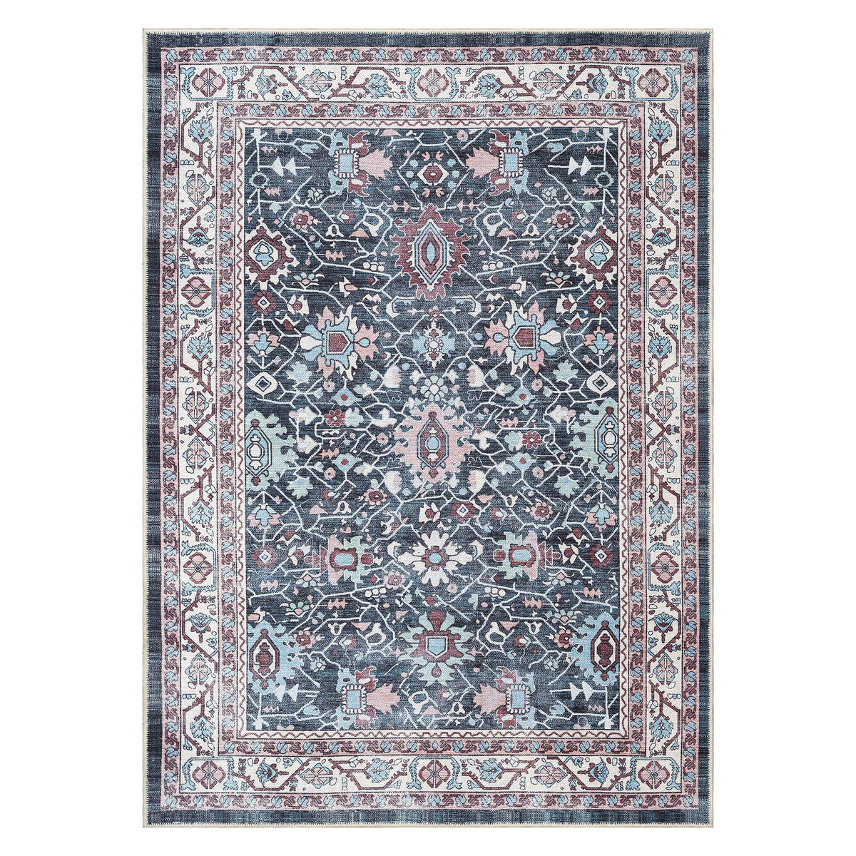 Axelle Blue Turkish Oushak Vintage Rug