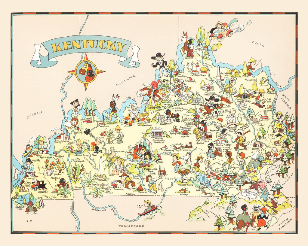 Vintage Map of Kentucky 1935
