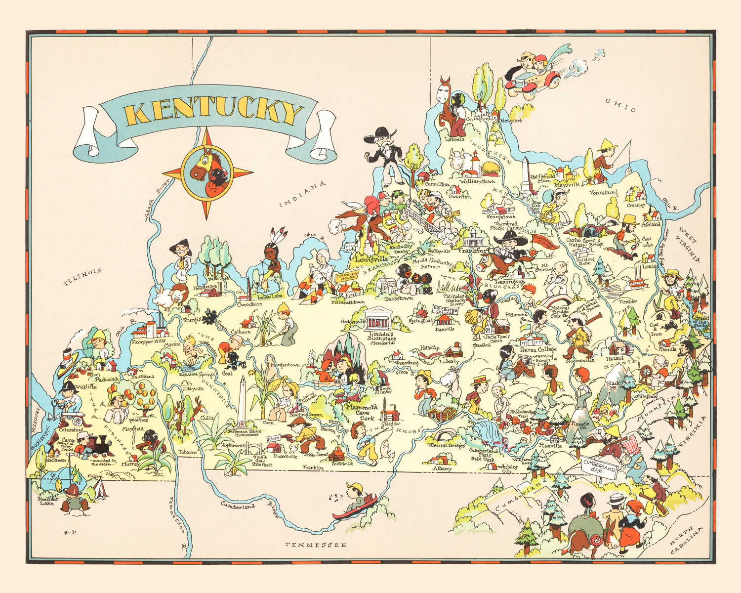 Vintage Map of Kentucky 1935
