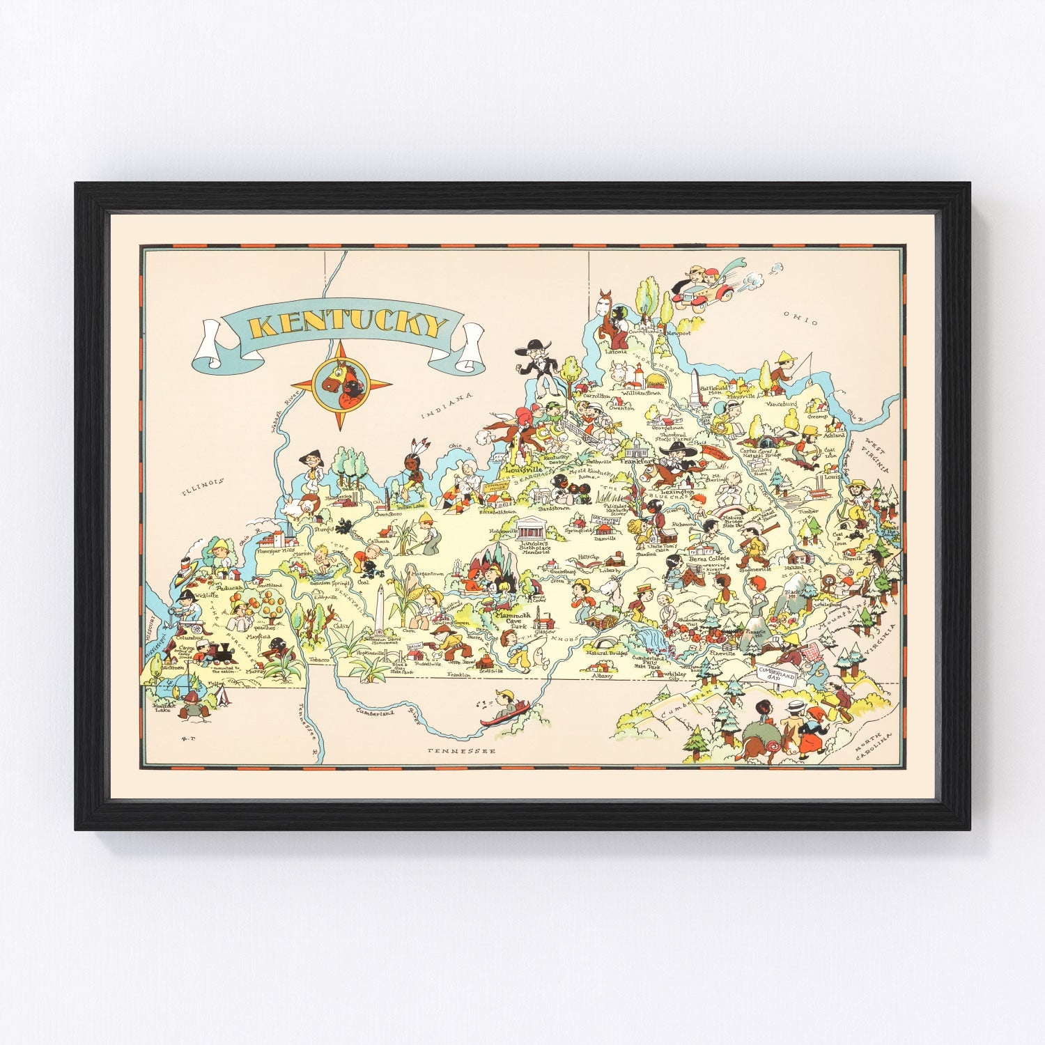 Vintage Map of Kentucky 1935