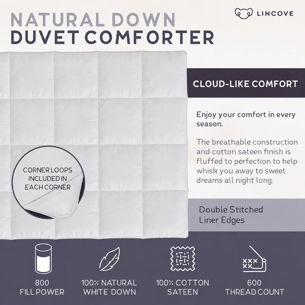 100% European Down Comforter Duvet Insert