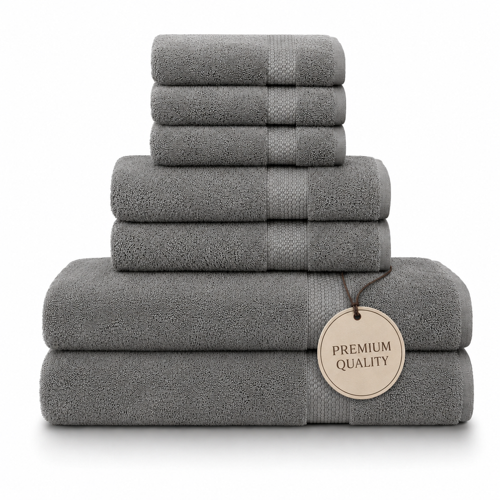 100% Turkish Cotton Towels, Mist - Set of 7
