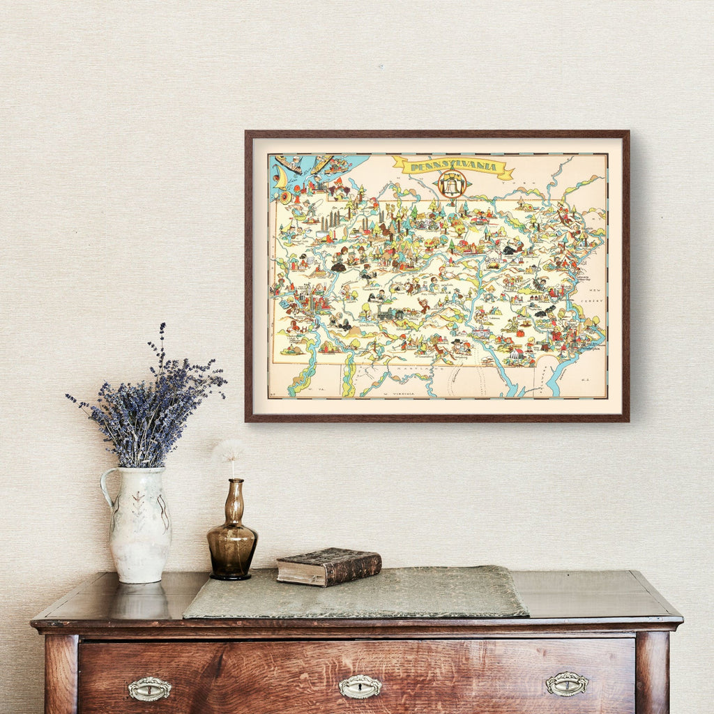 Vintage Map of Pennsylvania 1935